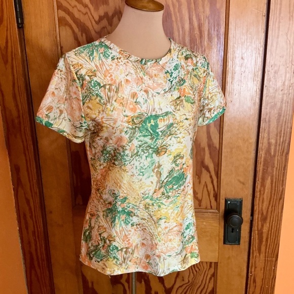 Vintage 70s op art polyester top - Picture 6 of 9